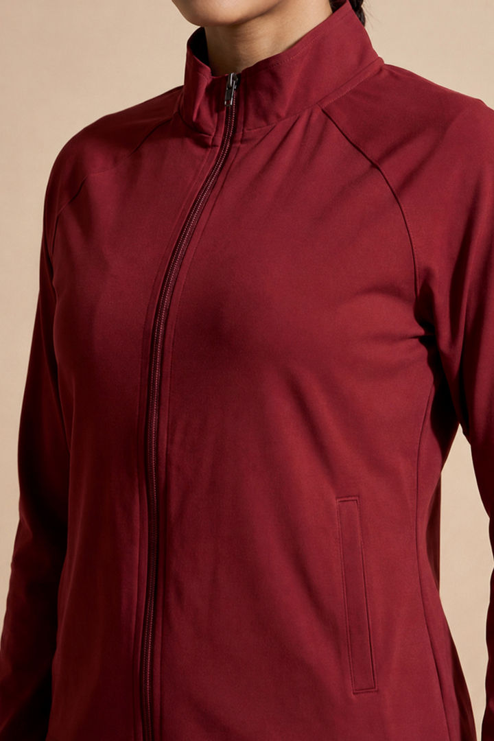 Zelocity Quick Dry Relaxed Fit Gym & Training Jacket - Deep Claret — image 5